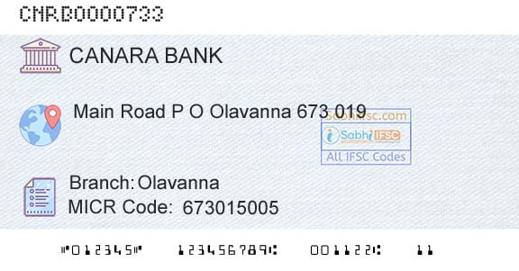 Canara Bank OlavannaBranch 