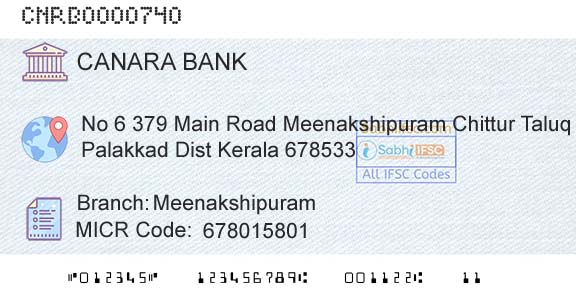 Canara Bank MeenakshipuramBranch 