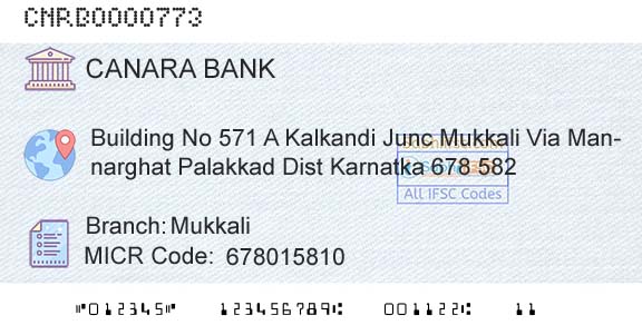 Canara Bank MukkaliBranch 