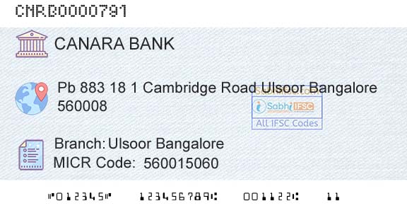 Canara Bank Ulsoor BangaloreBranch 