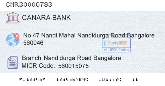Canara Bank Nandidurga Road BangaloreBranch 