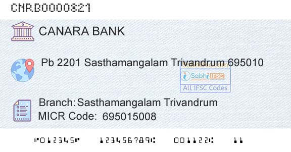 Canara Bank Sasthamangalam TrivandrumBranch 