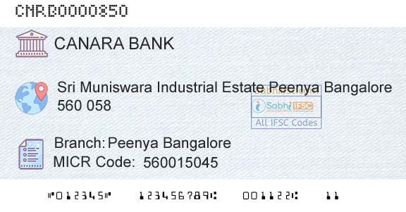 Canara Bank Peenya BangaloreBranch 