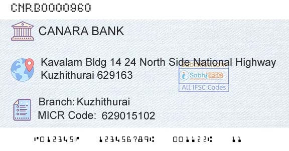 Canara Bank KuzhithuraiBranch 