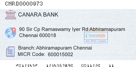 Canara Bank Abhiramapuram ChennaiBranch 