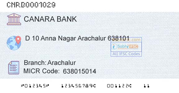 Canara Bank ArachalurBranch 