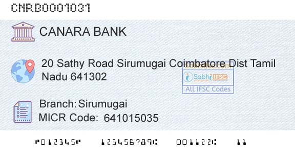 Canara Bank SirumugaiBranch 