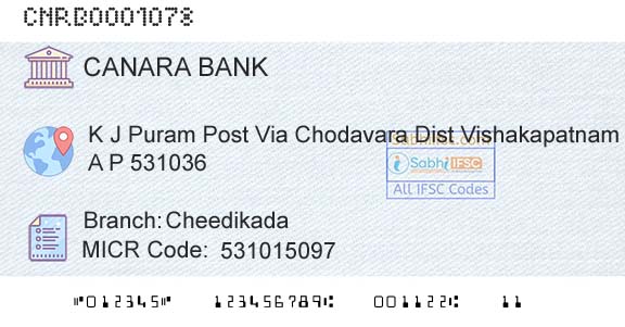 Canara Bank CheedikadaBranch 