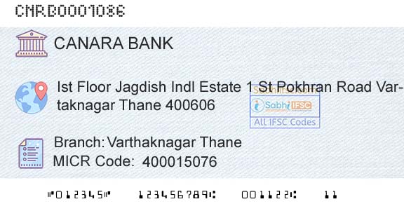 Canara Bank Varthaknagar ThaneBranch 