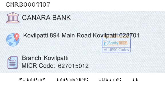 Canara Bank KovilpattiBranch 
