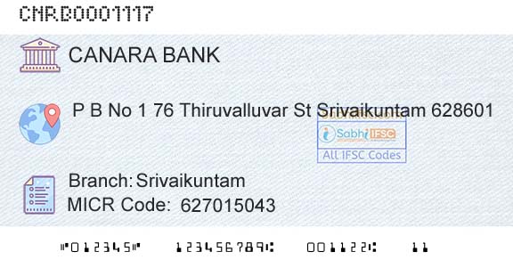 Canara Bank SrivaikuntamBranch 