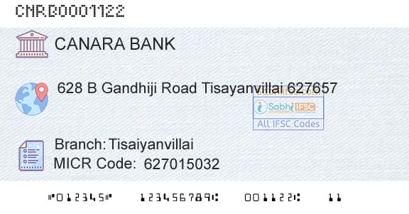 Canara Bank TisaiyanvillaiBranch 