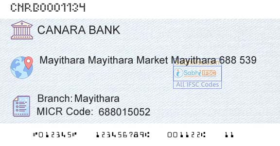 Canara Bank MayitharaBranch 