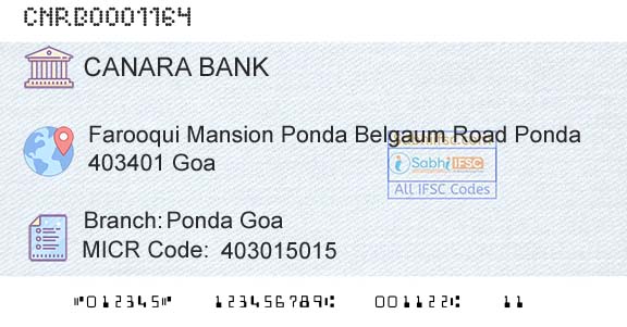 Canara Bank Ponda GoaBranch 
