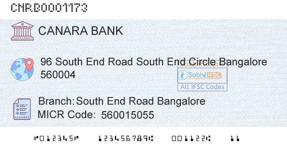 Canara Bank South End Road BangaloreBranch 