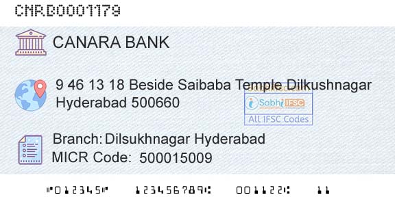 Canara Bank Dilsukhnagar HyderabadBranch 