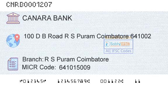 Canara Bank R S Puram CoimbatoreBranch 