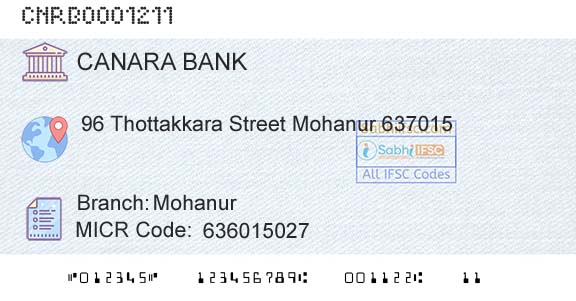 Canara Bank MohanurBranch 