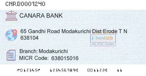 Canara Bank ModakurichiBranch 