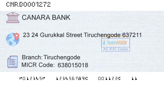 Canara Bank TiruchengodeBranch 