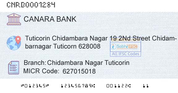 Canara Bank Chidambara Nagar TuticorinBranch 
