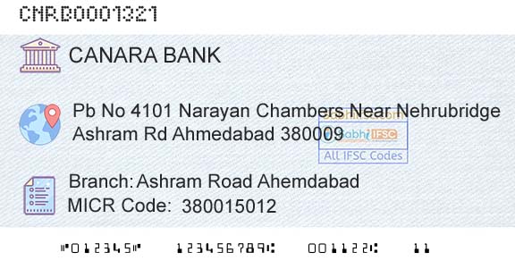 Canara Bank Ashram Road AhemdabadBranch 