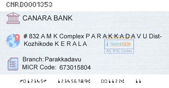 Canara Bank ParakkadavuBranch 