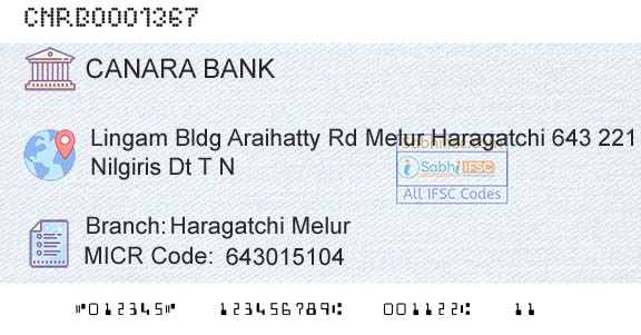 Canara Bank Haragatchi MelurBranch 