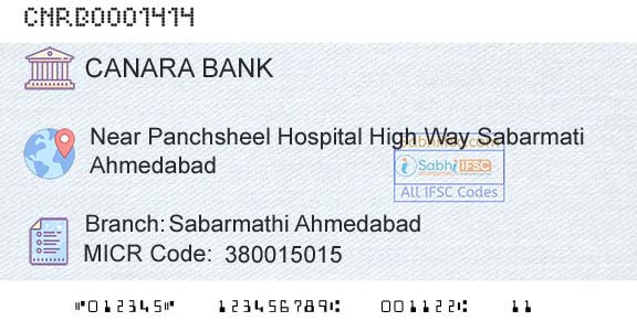 Canara Bank Sabarmathi AhmedabadBranch 