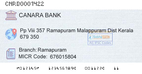 Canara Bank RamapuramBranch 
