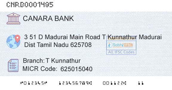 Canara Bank T KunnathurBranch 