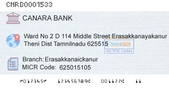 Canara Bank ErasakkanaickanurBranch 