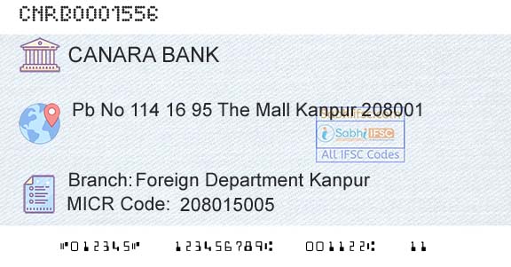 Canara Bank Foreign Department KanpurBranch 