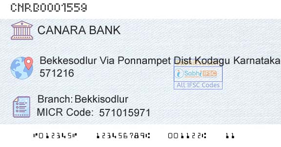 Canara Bank BekkisodlurBranch 