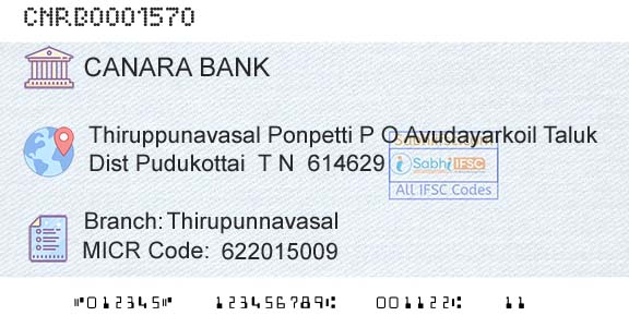 Canara Bank ThirupunnavasalBranch 