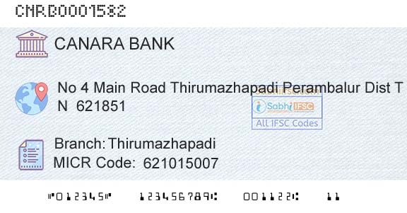 Canara Bank ThirumazhapadiBranch 