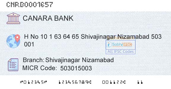 Canara Bank Shivajinagar NizamabadBranch 