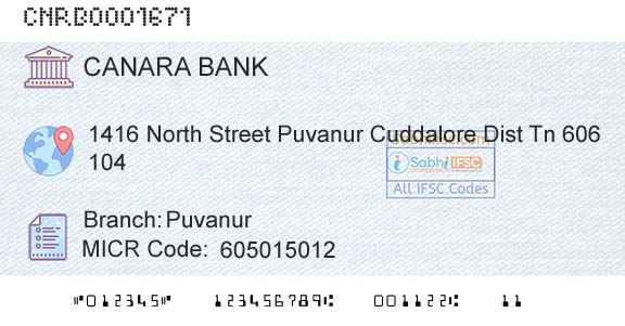 Canara Bank PuvanurBranch 