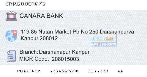 Canara Bank Darshanapur KanpurBranch 