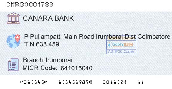 Canara Bank IrumboraiBranch 