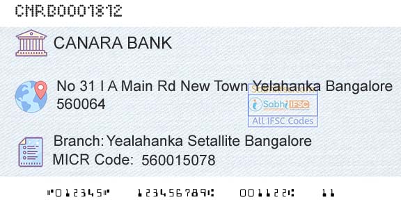 Canara Bank Yealahanka Setallite BangaloreBranch 