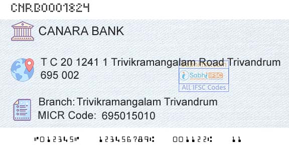 Canara Bank Trivikramangalam TrivandrumBranch 