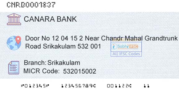Canara Bank SrikakulamBranch 