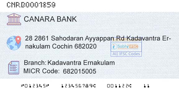 Canara Bank Kadavantra ErnakulamBranch 