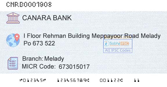 Canara Bank MeladyBranch 