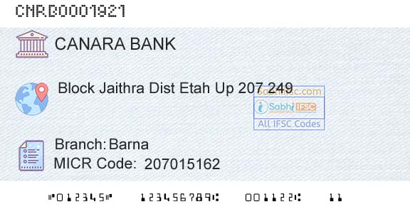 Canara Bank BarnaBranch 