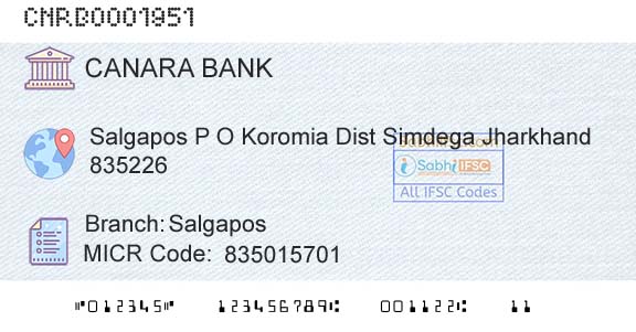Canara Bank SalgaposBranch 