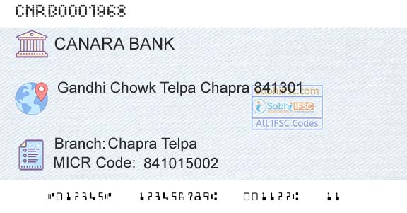 Canara Bank Chapra TelpaBranch 