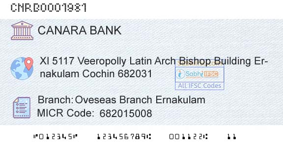 Canara Bank Oveseas Branch ErnakulamBranch 