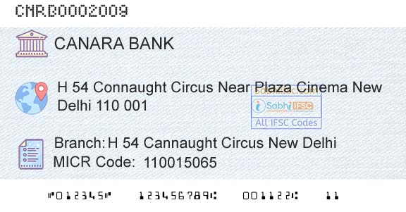 Canara Bank H 54 Cannaught Circus New DelhiBranch 